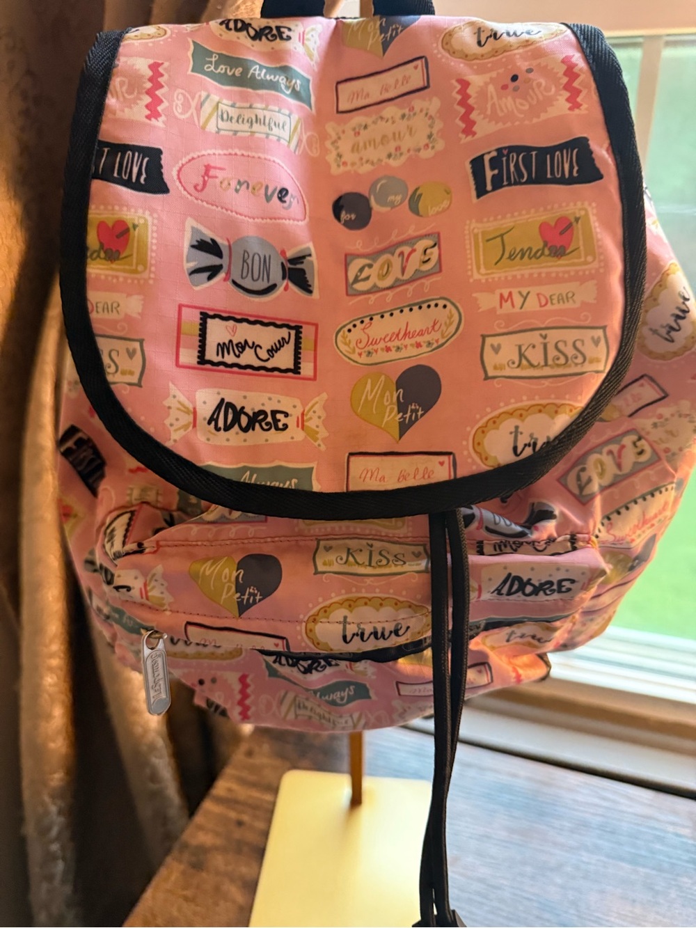Pink Printed Drawstring Women's Backpack